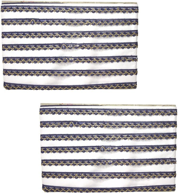 Adhvik Pack of 2 (18 Mtr Roll and 1cm Width) Blue Zig-Zag Pattern Gota Trim Laces and Borders Craft Material for Bridal Ethnic Wear Suits Sarees Falls Lehengas Dresses/apparel Designing Embellishment & Decoration Purpose Lace Reel  (Pack of 2)