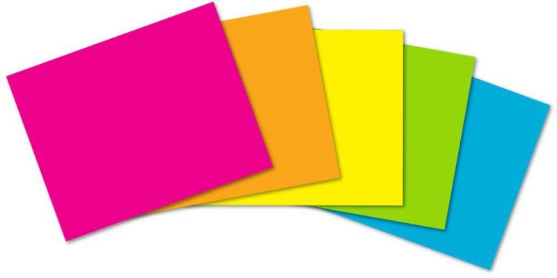 JIA Fluorescent Poster unruled 22 X 28 Inch 120 gsm Coloured Paper  (Set of 10, Pink, Orange, Yellow, Green And Blue)