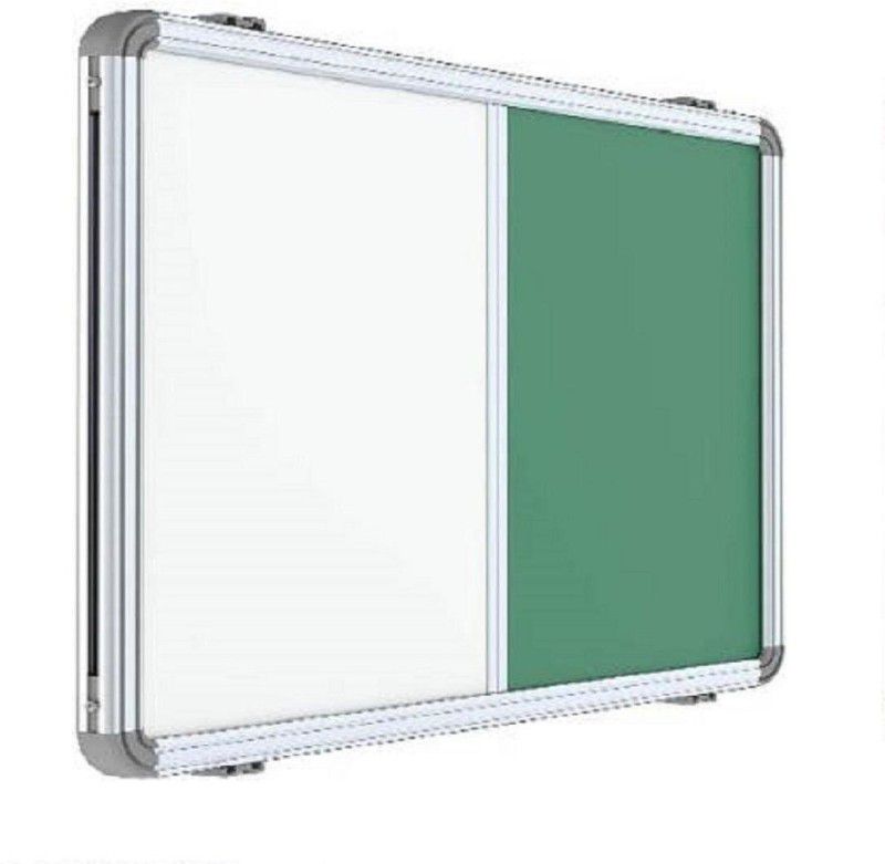 Naygt Combination board MNG board white and Soft Board Bulletin Board for Home, Kids, Office and School, Heavy-Duty Aluminium Frame  (White, Green) 2*3ft ( 60cm x 90cm)Pack of 1 Combination board Bulletin Board  (White & Off Green)