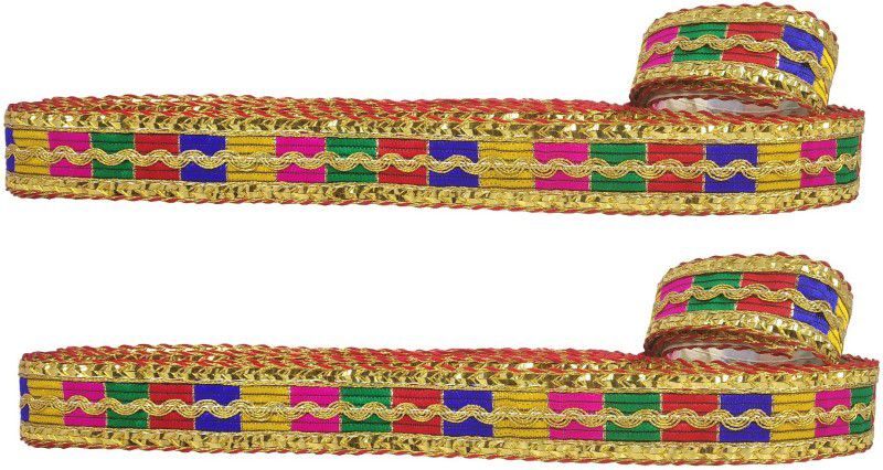 Adhvik Pack of 2 (9 Mtr Roll, Width: 3cm) Multicolor Snake Design Gota Patti Trim Lace Pack of 2 (9 Mtr Roll, Width: 3cm) Multicolor Snake Design Gota Patti Trim Lace Lace Reel  (Pack of 2)
