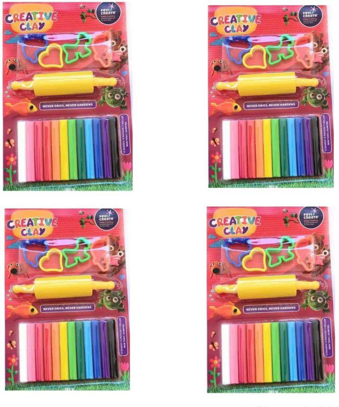 Flipace Colorful Modelling Clay Set For Learning With Fun (Pack of 4) Art Clay  (0.2 kg)