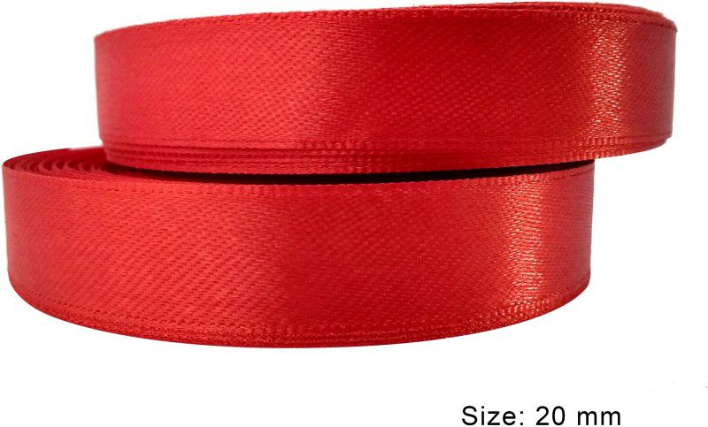 Mezin Red Satin Ribbon Roll ( Pack of 2 ) Lace For Saree, Blouse, Dress, embellishment, Outlining, Party Decoration, craftworks Lace Reel  (Pack of 2)