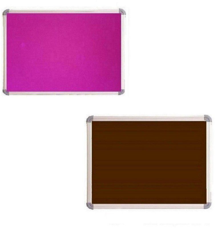 Naygt Combo pin_up_board Premium Material Notice Pin-up Board/Soft Board/Bulletin Board/Pin-up Display Board for Home, Office and School 2*3Ft, Brown & Pink pin_up_board Bulletin Board  (Brown & Pink)