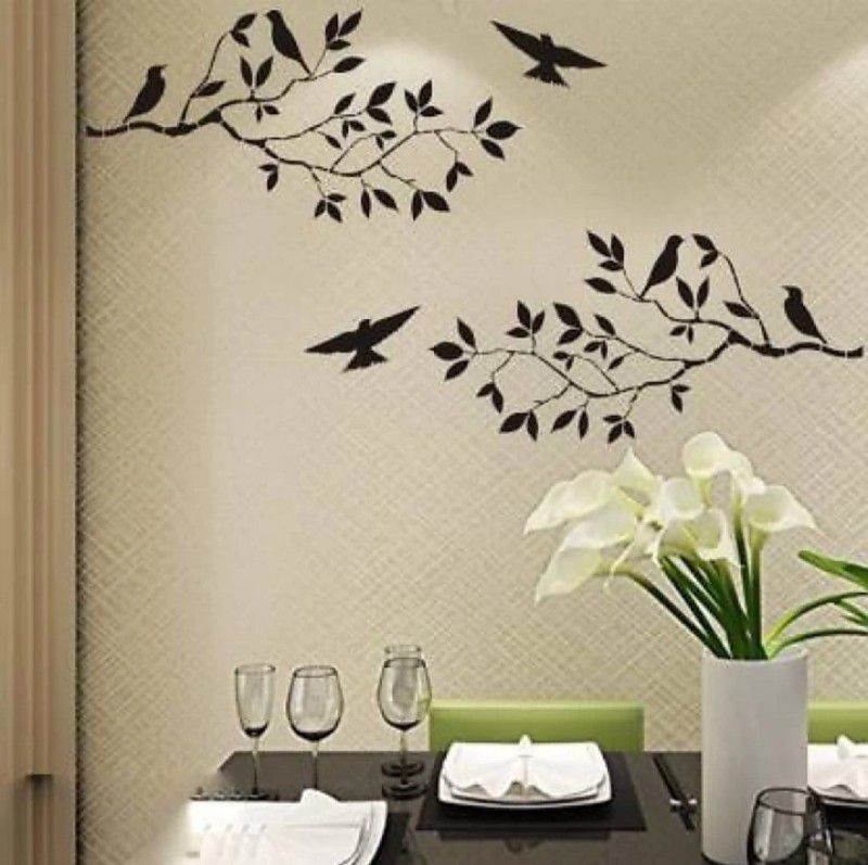 Nnk Decor Size: (16 x 24 Inches) Birds On Tree Wall Stencil Painting for Home Decor AD8702 Wall Stencil Stencil  (Pack of 1, Printed)