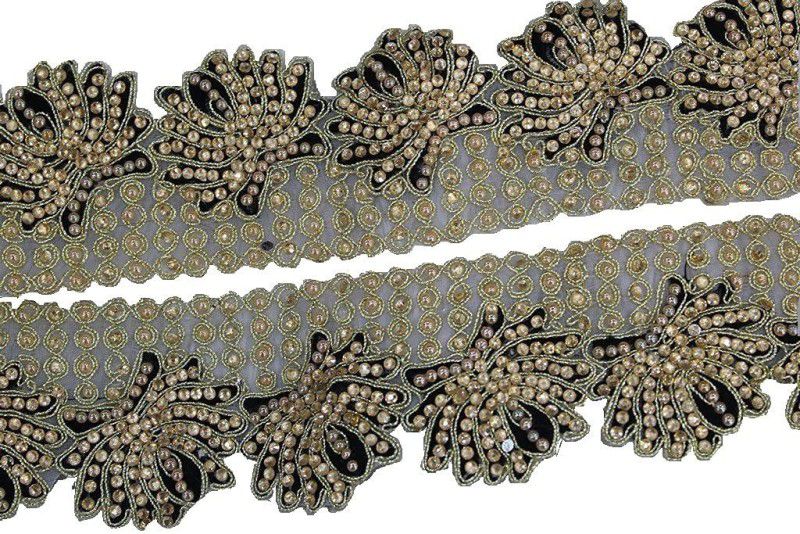 CMHOWLITE Black Designer Stone Work Embroidered Border, Package of 9 Meter,Width 2.5 inch (6.35 cm) for Saree, Lehenga, Suits, Blouses, Craft Work Lace Reel  (Pack of 1)