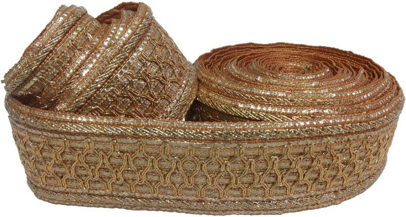Utkarsh CWG0187 (9 Mtr Long) Roll of Golden Gota Patti Embroidery Trim Lace Border (4 Cm Width) for Saree,suit,dresses Embellishment,fashion Designing,craftworks Lace Reel  (Pack of 1)