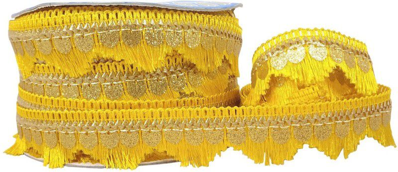 Utkarsh CWG0341 (18mtr & 2.5cm Width) Yellow Gota Kinari Patti Sitara Zari Trim Lace & Border Lace Reel  (Pack of 1)