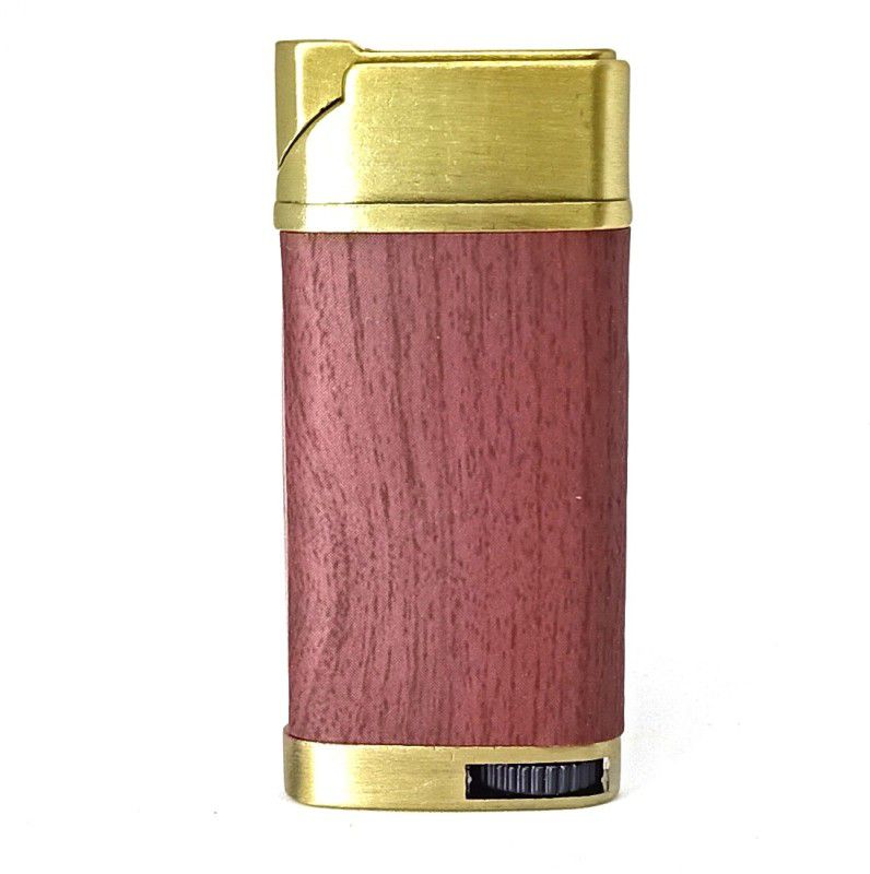 Point Zero Premium Essential Refillable Wood Gold Brown Design Butane Gas Windproof Flame Pocket Lighter  (Gold)