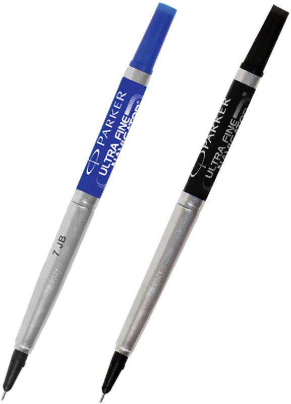 PARKER Ultra Fine Navigator Roller Ball Pen Blue 1 Black 1 Refills.(0.5MM - NEEDLE TIP) Refill  (Blue, Black)