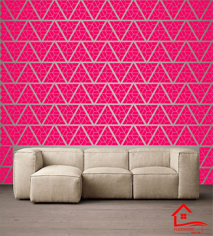 FLEXISHINE DECOR Triangle Pattern Wall Design Stencil For Wall Painting (16 inch x 24 inch) for Home Wall Decoration ? Suitable for Room Decor, Ceiling, Craft and Floors Stencil  (Pack of 1, Paint Home Decor)