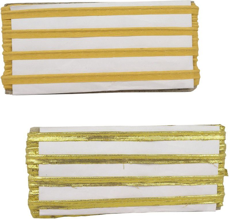Uniqon Pack of 2 (Length:18 Mtr Roll, Width:0.6cm) Golden And Yellow Piping Gota Patti Trim Lace Border Embroidery Craft Material for Suits, Sarees, Lehengas, Dresses Designing and Tailoring Accessories Lace Reel  (Pack of 2)