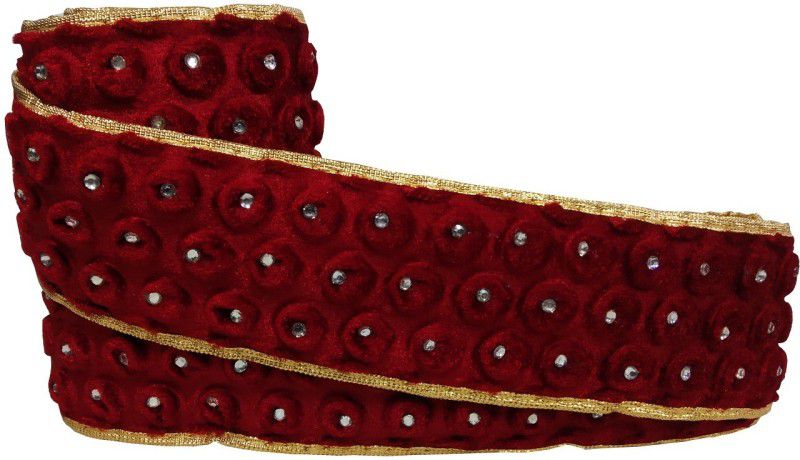Stylewell CWG0169-01 (9 Mtr,5cm Width) Roll of Gota Patti Maroon Trim Velvet Phunsi Laces And Borders for Bridal Dresses Sarees falls Lehengas Suits Decorations Craftwork Designing Material Lace Reel  (Pack of 1)