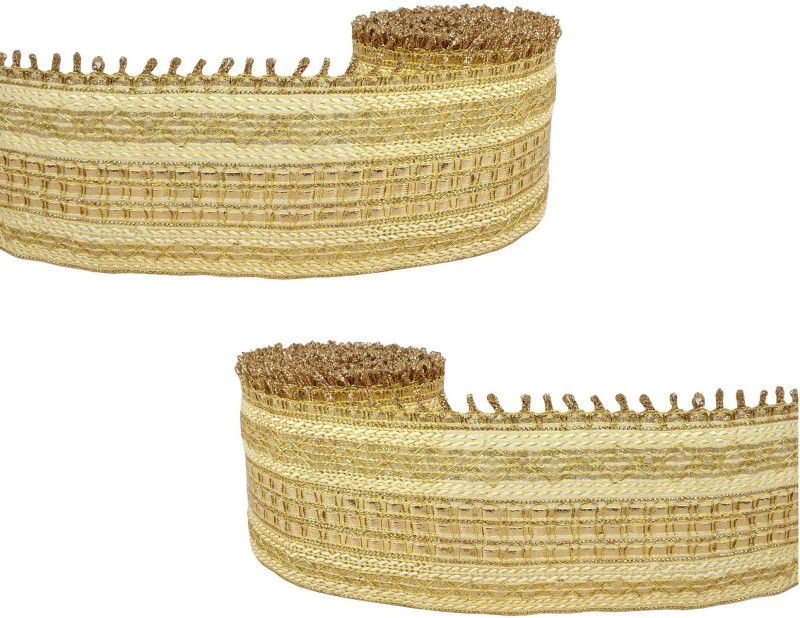 Utkarsh Pack of 2 (Length:9 Mtr Roll, Width:8cm) Golden Mix Pattern Trap Gota Patti Trim Lace Border Embroidery Craft Material for Suits, Sarees, Lehengas, Dresses Designing and Tailoring Accessories Lace Reel  (Pack of 2)