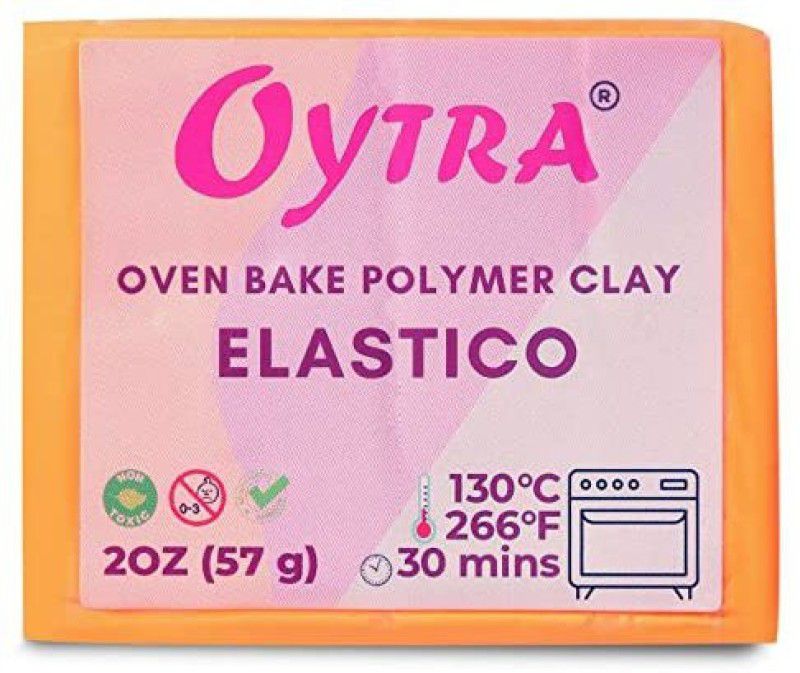 OYTRA 57g Polymer Oven Bake Clay for Jewelry Making Elastico Series (Light Orange) Art Clay  (57 g)