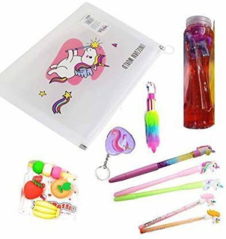 Bmentor Pack of 10 Unicorn File Folder,Pen,2 LED Pencils Perfect for Gifts Accessory Tape Dot