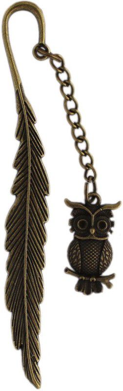 Shoppernation Metal Bookmarks Owl - (8STA136) - Antique Copper Look With Feather Design Metal Clip Bookmark  (Tree, Brown)