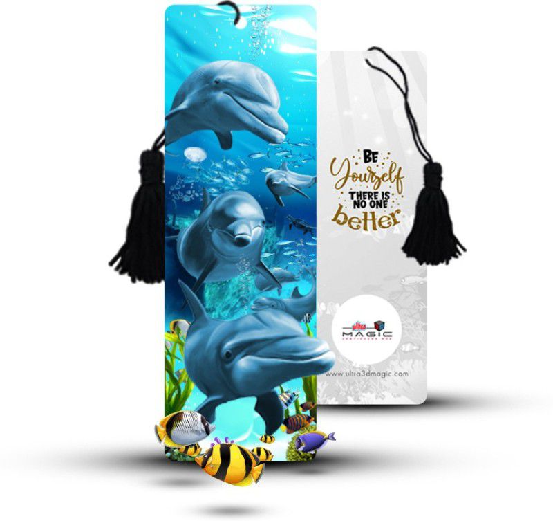 ULTRA 3D Lenticular Single Bookmark Theam of Dolphin Bookmarks Bookmark  (Underwater, Multicolor)