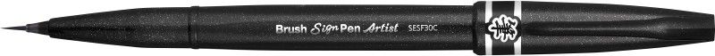 PENTEL Brush Sign Pen Artist Ultra Fine Brush Pen Nib Sketch Pens  (Set of 2, Black)