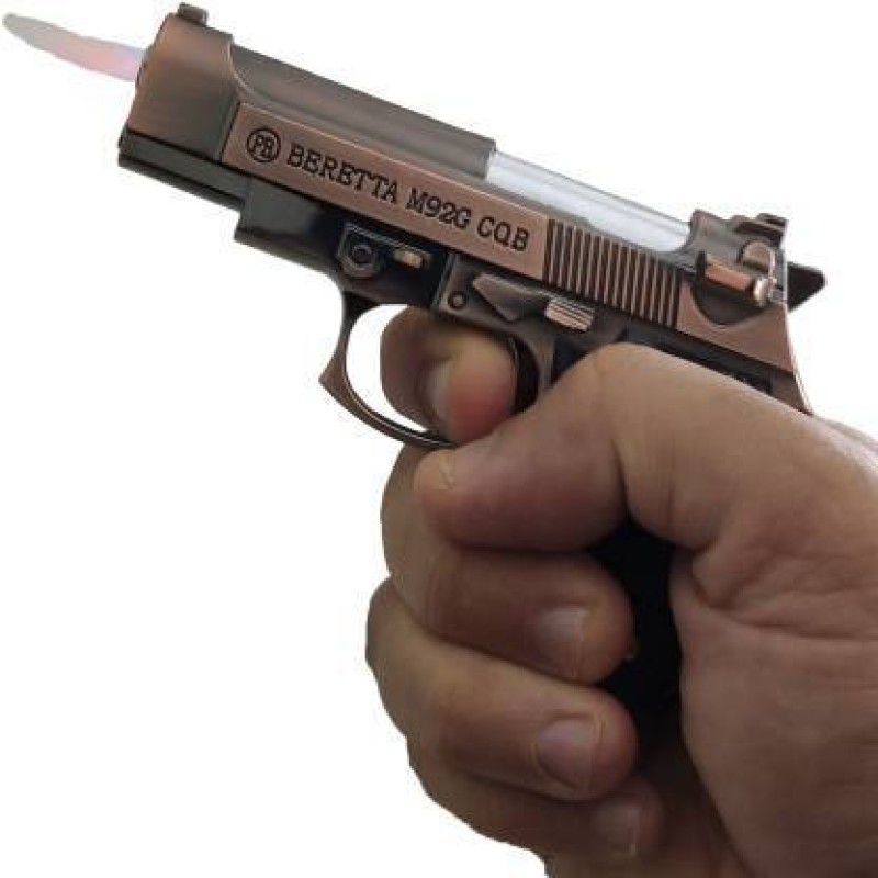 Shreevi Hand size gun lighter Steel Gas Lighter ( Pack of 1) Pocket Lighter  (Black)