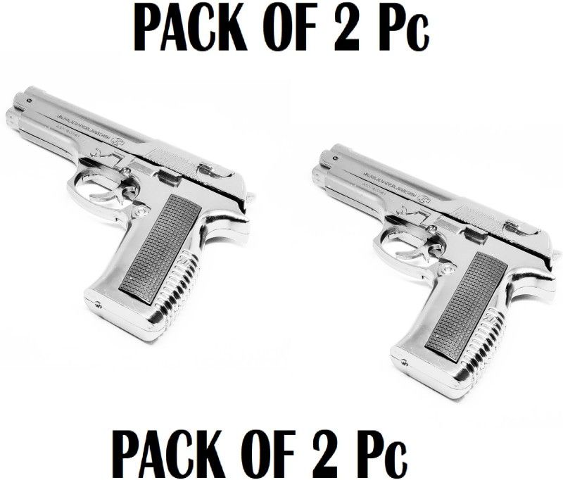 Treasurer Steel Silver Heavy Metal Pistol Gun Lighter | Barrel Pull Back System Pocket Lighter  (Silver)