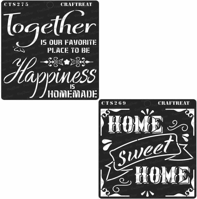 CrafTreat CTS269nCTS275 Home Sweet Home & Happy Together (Size : 6"x6") Stencil  (Pack of 2, Printed)