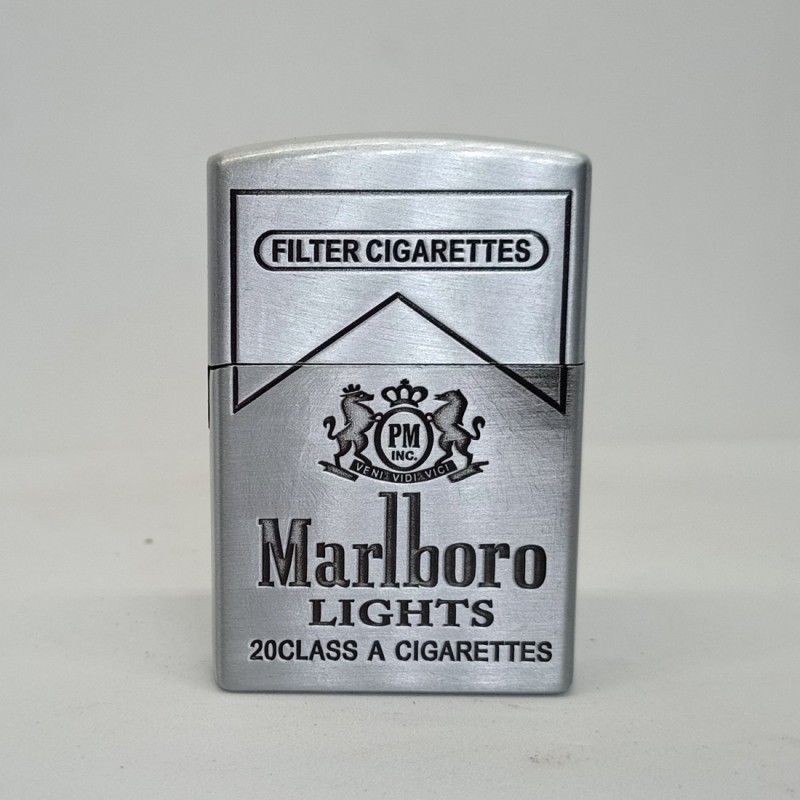 Ala Flame Premium Essential Refillable Pocket Lighter Marlboro Lights Silver Shape Pocket Lighter Designer Lighter For - Slim Design Pocket Lighter - Windproof Lighter - Lighter - Pocket Lighter- Lighter Pocket Lighter  (Silver)