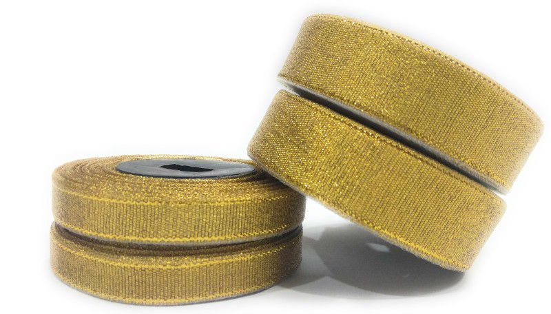 Ditya Crafts Set of 4 Gota Lace Ribbon roll border for/Sarees/Lehenga/Suits/Blouses and Craft (Size:- 2 Piece of 0.50 Inches & 1.00 Inches, Length:- 20 Mtrs Each Approx ) ( Golden) Lace Reel  (Pack of 4)