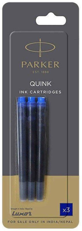 LUXOR Parker Quink 3 refill Ink Cartridge  (Pack of 3, Blue)