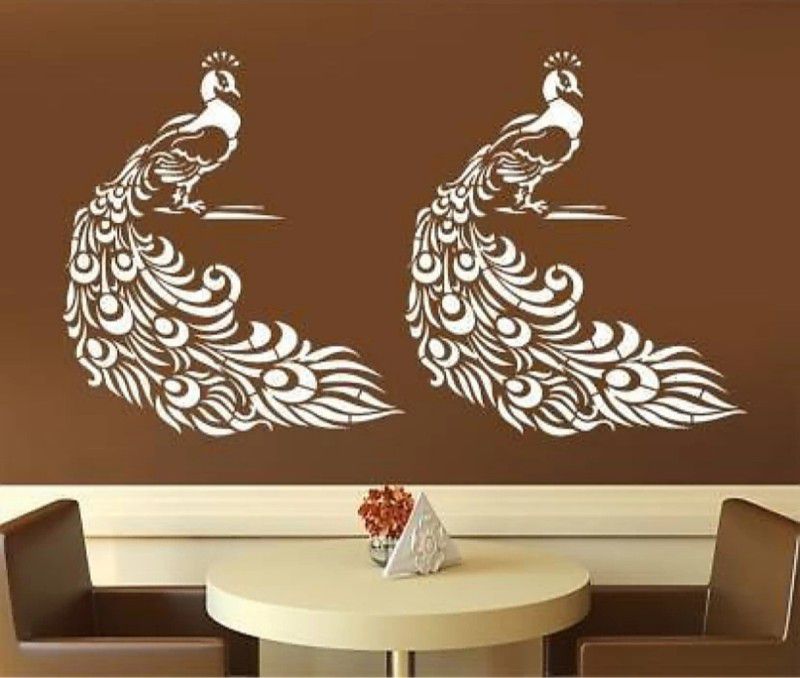Nnk Decor Size: (16 x 24 Inches) Peacock Wall Stencil Painting for Home Decor AD0143 Wall Stencil Stencil  (Pack of 1, Peacock)