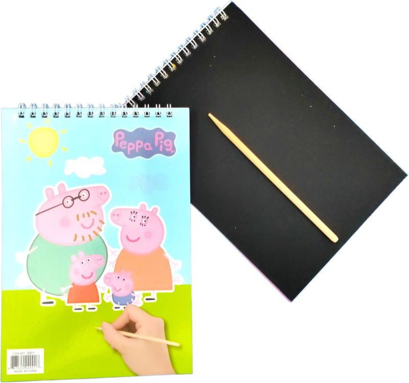 Caught Trendy Peppa Pig Cartoon Scratch Notebook with Scratch Tool Theme, Scrapbook Kit Theme, Scrapbook Kit  (DIY)