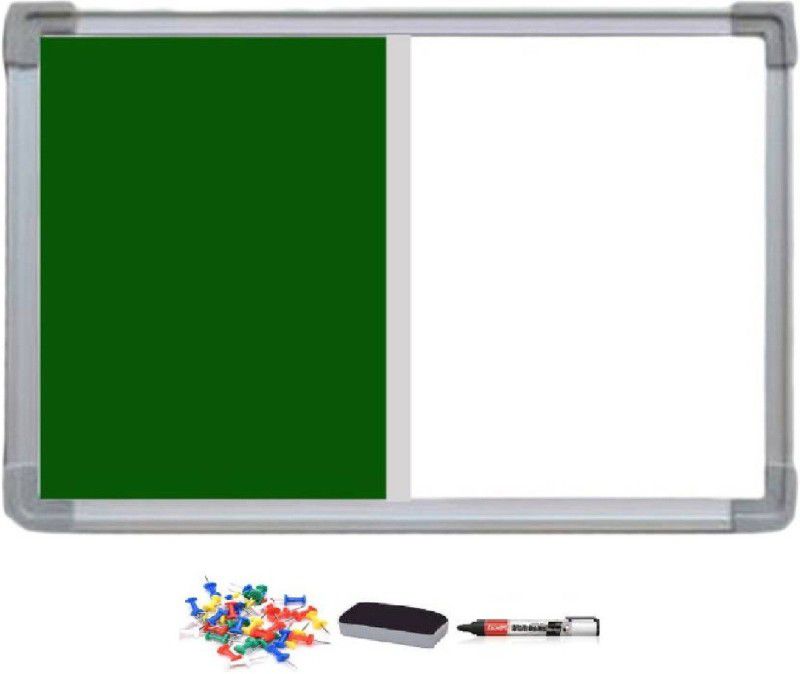 JS MART Notice board + Whiteboard Green Classic 1.5' foot x 2' feet Combo Green board  (59 cm x 43 cm)