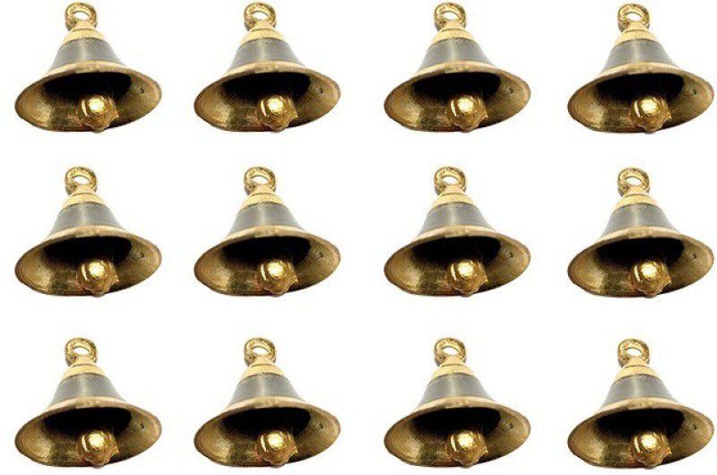 UAPAN Brass Pooja Bell with J Hook - 1.5 Inch ( 12 Pieces) Brass Pooja Bell  (Gold, Pack of 12)