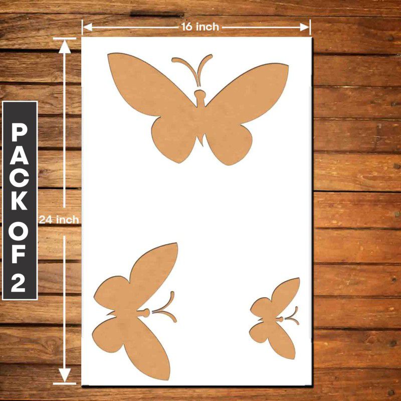 ARandNJ Painting Wall Stencils (Pack of 2, Size:- 16 X 24 Inch) NATURE PRINT THEME- Butterflies World DIY Reusable Design Suitable For Bedroom, Kids Room, Drawing Room, Lounge & Office Decoration Wall Stencil  (Pack of 2, Stencil For Wall Painting)