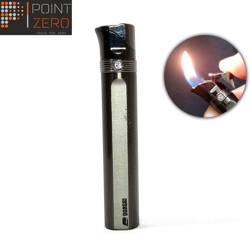 Point Zero Premium Essential Refillable Lighter Slim Dark Grey Shaped For Cigarette Slim Design - Windproof Lighter -Jet Flame - Hookah Lighter Pocket Lighter  (Silver)