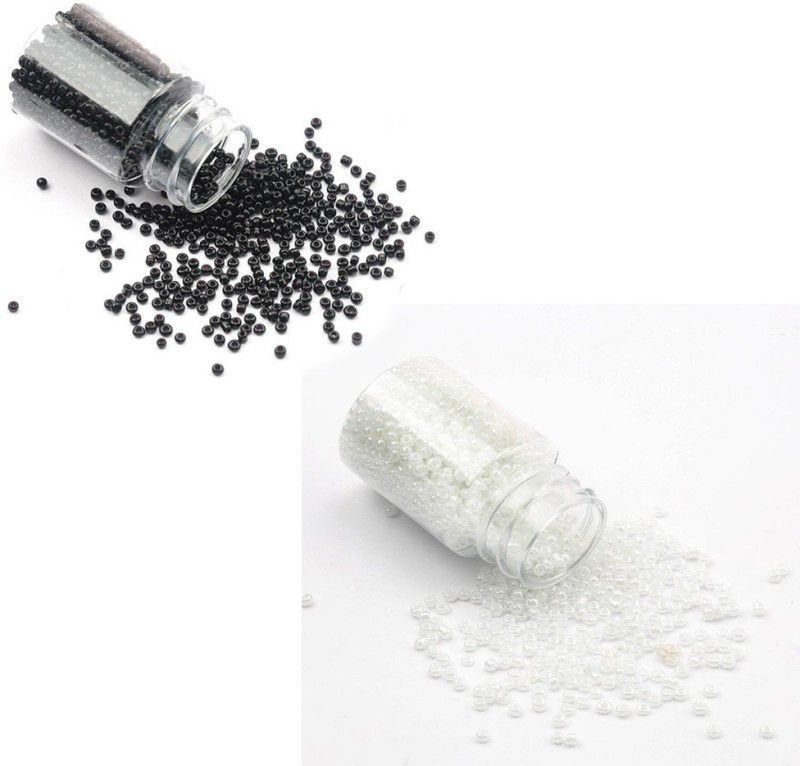 AN Sunshine 100 Gram Seed Beads Black White Black White Beads  (100 g)