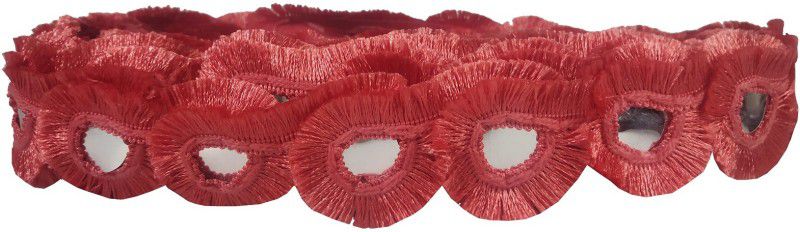 De-Ultimate CWG0026 (9 Mtr) Roll Of Red Velvet Glass Gota Patti Embroidery Trim Lace Border with 2.5 cm Width for Saree,suit,dresses Embellishment,fashion Designing,craftworks Lace Reel  (Pack of 1)