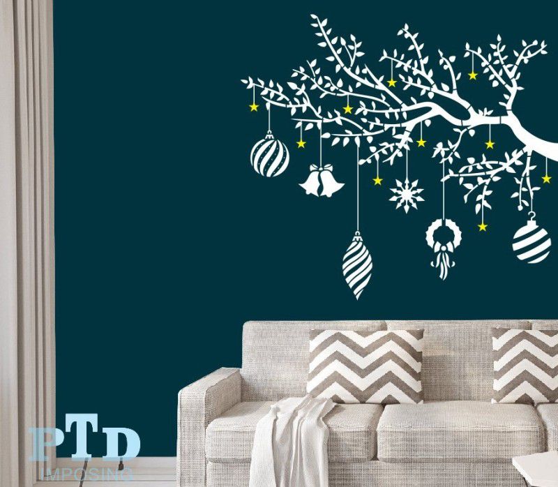 PTD imposing Large Tree branch with ornaments wall painting stencils for home decoration, Reusable +washable stencil ( pack of 1) (60 X 34 inch) (8 inch)(6 piece Wall stencils Stencil  (Pack of 1, Wall design, Buddha)