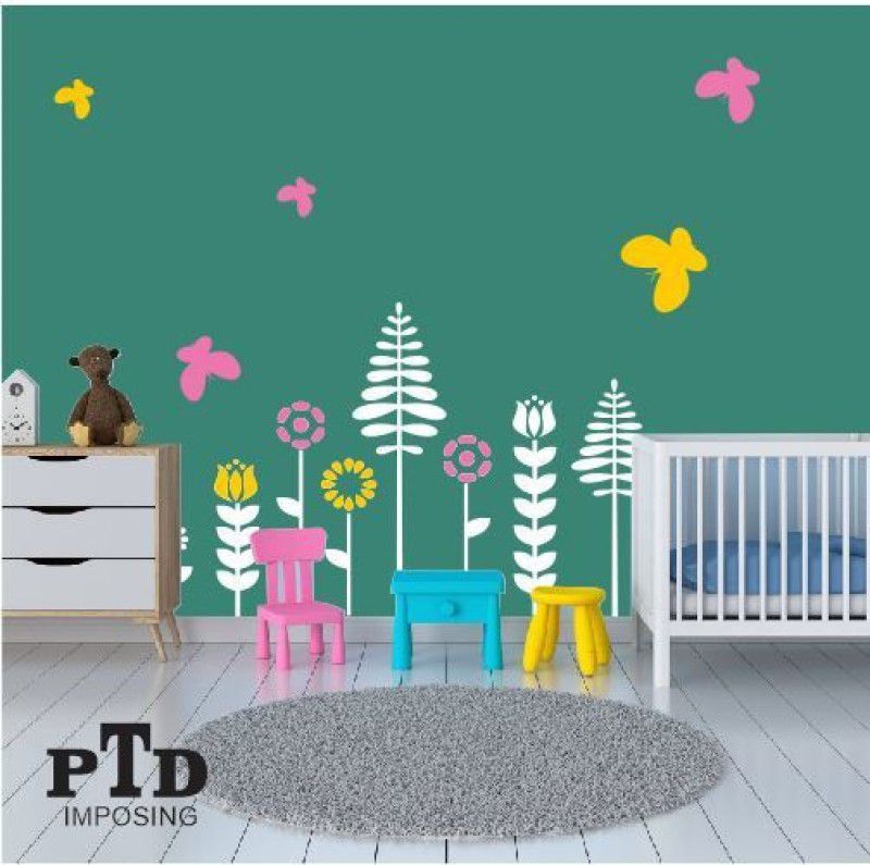 PTD imposing Flower Designs Kids wall painting stencils for home decoration, Reusable and washable stencil ( pack of 1) (60 x 35 inch) Wall stencils Stencil  (Pack of 1, Wall design, Kids room)