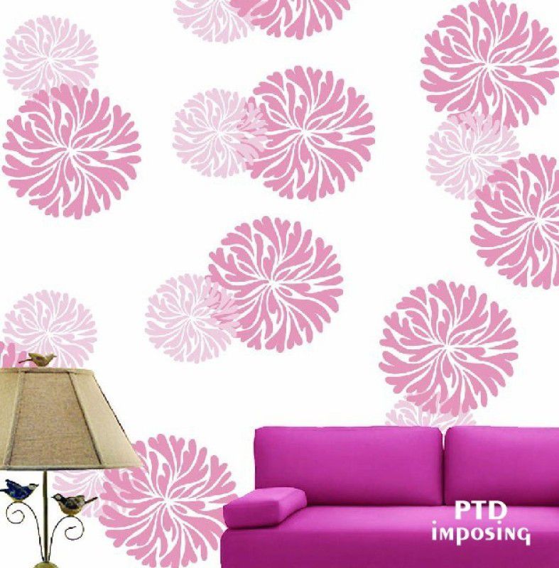 PTD imposing Beautiful Flower wall painting stencils for home decoration, Reusable and washable .stencil ( pack of 2) (24 X 24 inch)(12 x 12 inch) Wall stencils Stencil  (Pack of 2, Wall design, Flower)