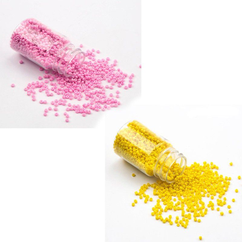 AN Sunshine 100 Gram Seed Beads Baby Pink Yellow Baby Pink Yellow Beads  (100 g)