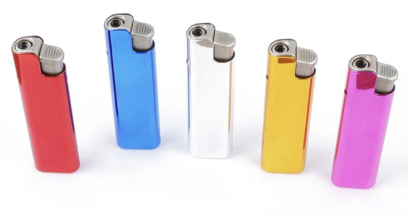 FASTIDIOUS PAck of 5 Glossy Multicolor Premium Windproof Jet Flame Pocket Lighter Pocket Lighter  (Multicolor)