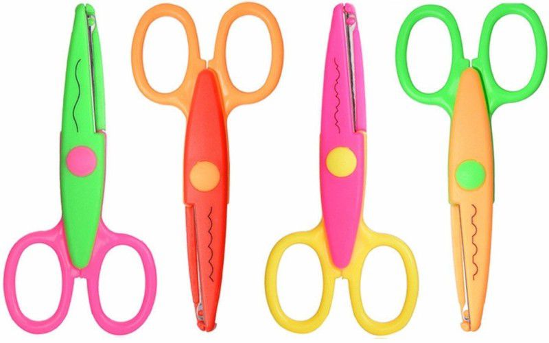 Amanya Enterprises Zig Zag scissor(Pack of 4) Scissors  (Set of 4, Multicolor)
