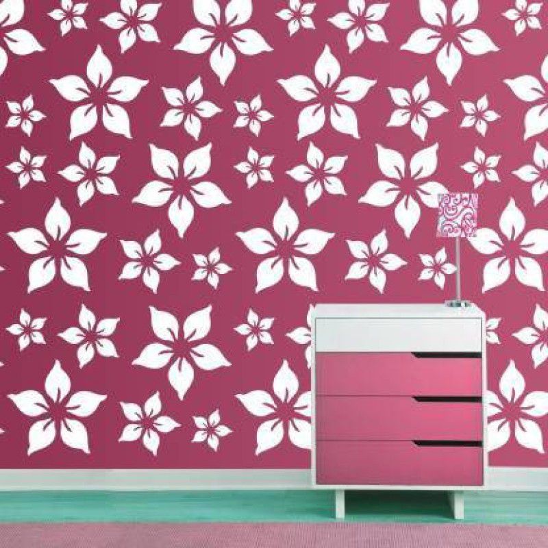 HndB Wall Stencil Pattern for Wall Decor, Plastic Reusable Wall Stencil for your Home, Bedroom, Living room Stylish and Classic Appearance for your House 400217 All Types of Wall::floors::furniture::crafts Stencil  (Pack of 1, Floral Pattern)
