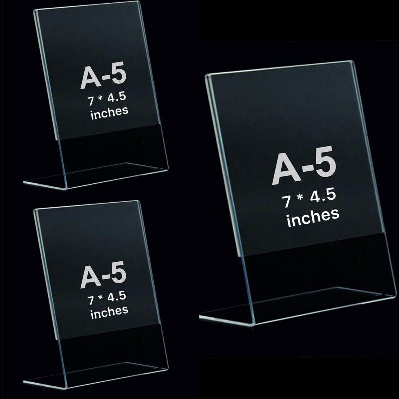 Capital Plastic Industries 3 Compartments A-5 Acrylic Display stand L-Shape QR code stand Card Display Stand  (4.5 inch Wide)