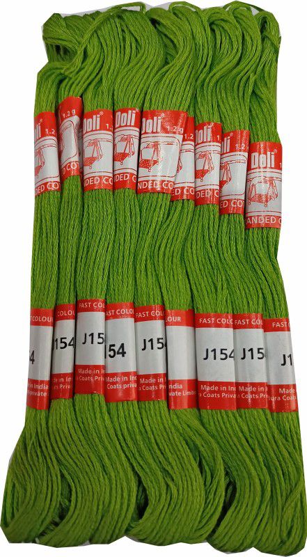 Abn Traders Doli Thread Skeins/ Long Stitched Embroidery Stranded Cotton J154, Green Thread  (90 m Pack of25)