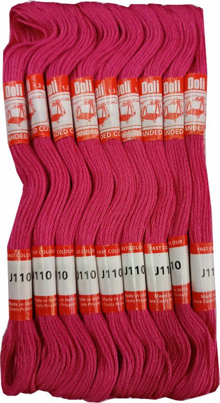 Abn Traders Doli Thread Skeins/ Long Stitched Embroidery Stranded Cotton J110, Pink Thread  (90 m Pack of25)