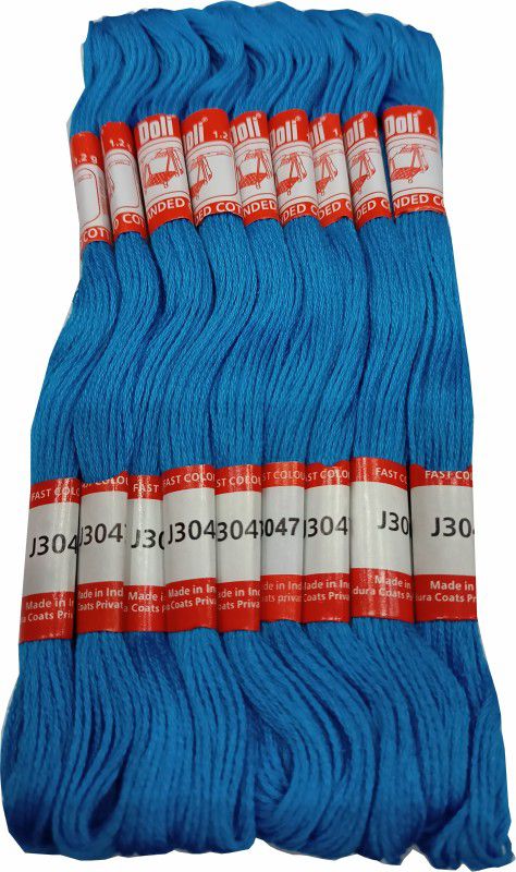 Abn Traders Doli Thread Skeins/ Long Stitched Embroidery Stranded Cotton J3047, Blue Thread  (90 m Pack of25)