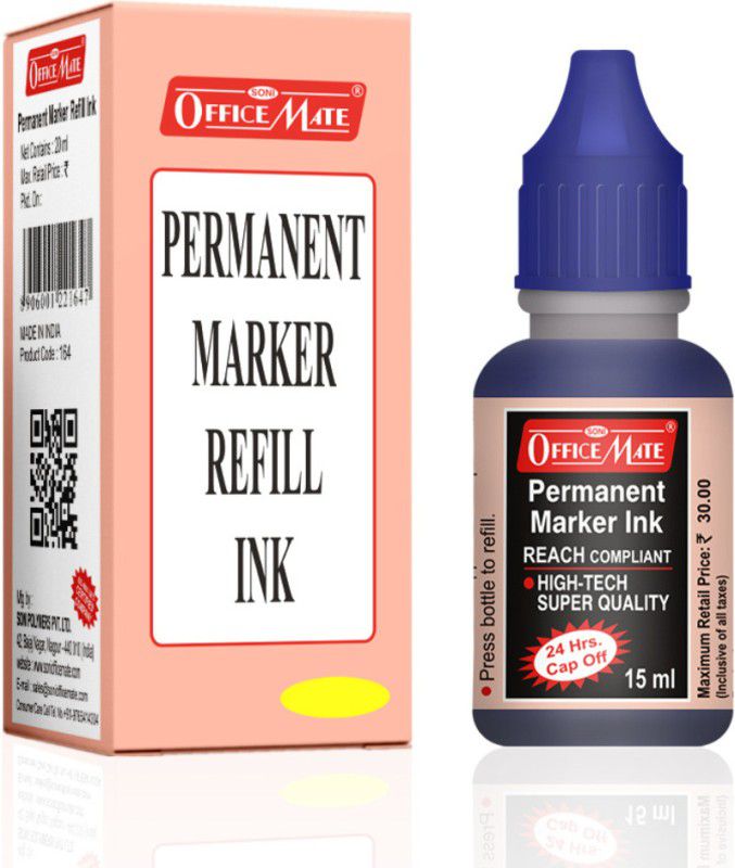 Soni Officemate Permanent Marker Ink, Blue Colour, 15 Ml - Pack of 10 15 ml Marker Refill  (Blue)