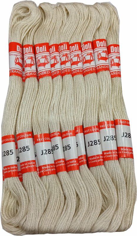 Abn Traders Doli Thread Skeins/ Long Stitched Embroidery Stranded Cotton J285, White Thread  (90 m Pack of25)