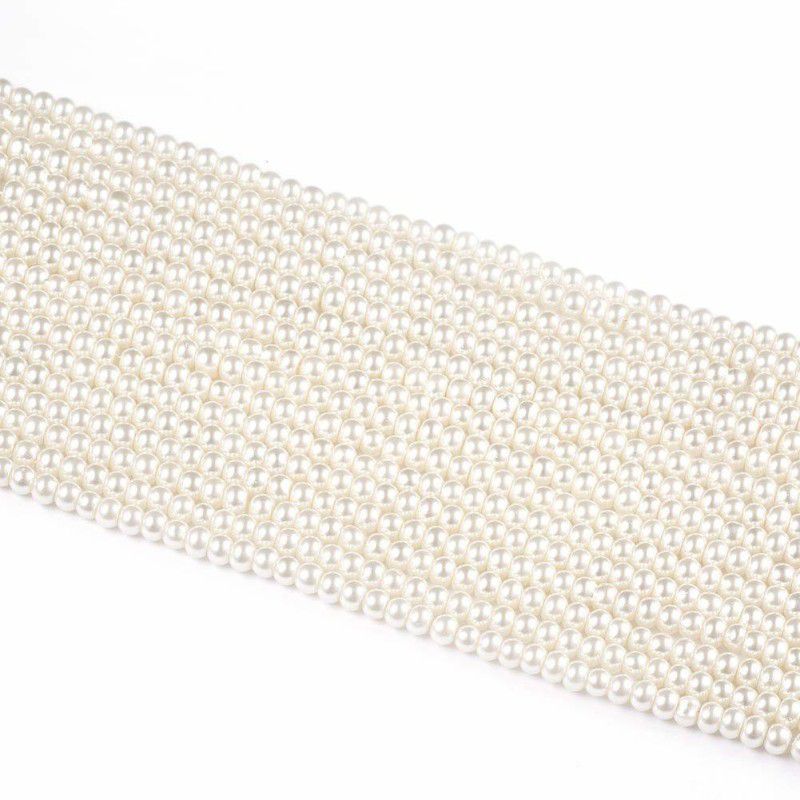 BOLT 4 mm 1000 pcs Glass Pearl Beads(4 Strands) Ivory White Color for Jewelry Making Crafts Projects (3mm) white Sequins  (1000 g)